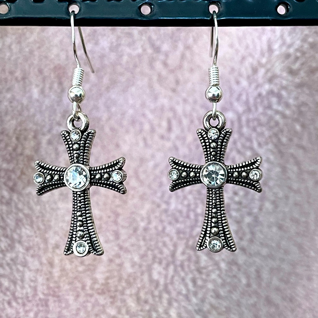 Crystal Cross Earrings